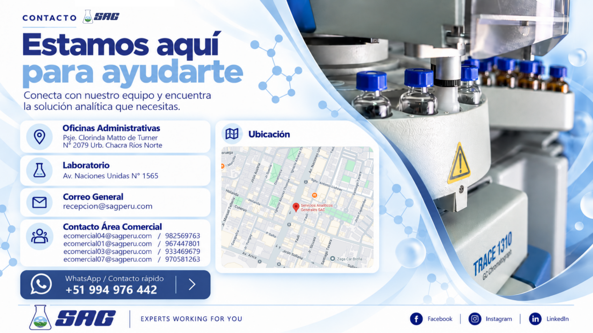 Información de contacto de SAG Perú